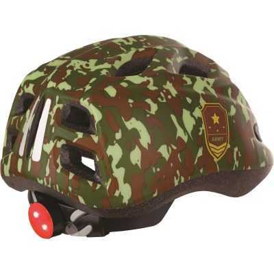 POLISPORT JUNIOR FIETSHELM S 52-56CM ARMY MET LED LICHT